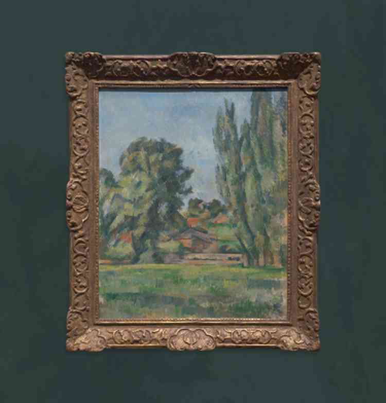 保罗·塞尚《有杨树的风景》数字油画